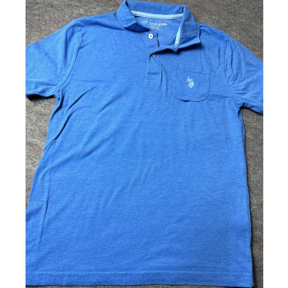 US Polo Assn Boys Blue Pique Short Sleeve Polo Shirt Size XXL 18